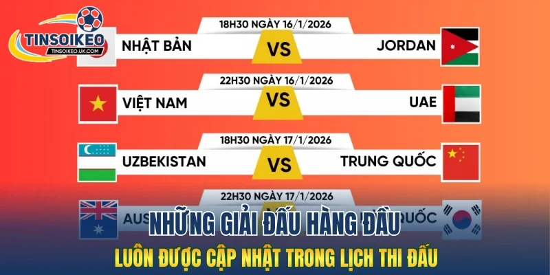 Những giải đấu hàng đầu luôn được cập nhật trong lịch thi đấu